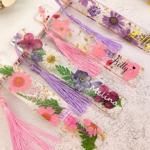 Custom Pressed Flower Resin Bookmark，White Daisy Spring Wildflower Resin Bookmark，Book Accessories，Personalized Bookmarks for teacher