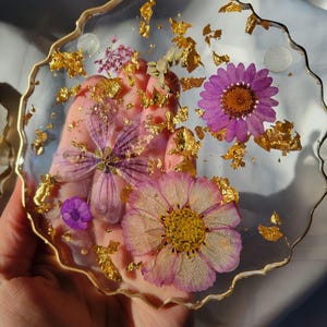 Floral Resin Coasters, Beverage Coffee Wine Coasters, Housewarming Gift, Pressed Flowers Coasters, Valentine's Gift