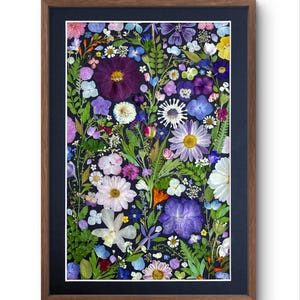 PRESSED FLOWER Wall Art, Real Dried Flower Frame, Handmade Botanical Art, Floral Wall Decor, Unique Nature-Inspired Gift, Gift for Her